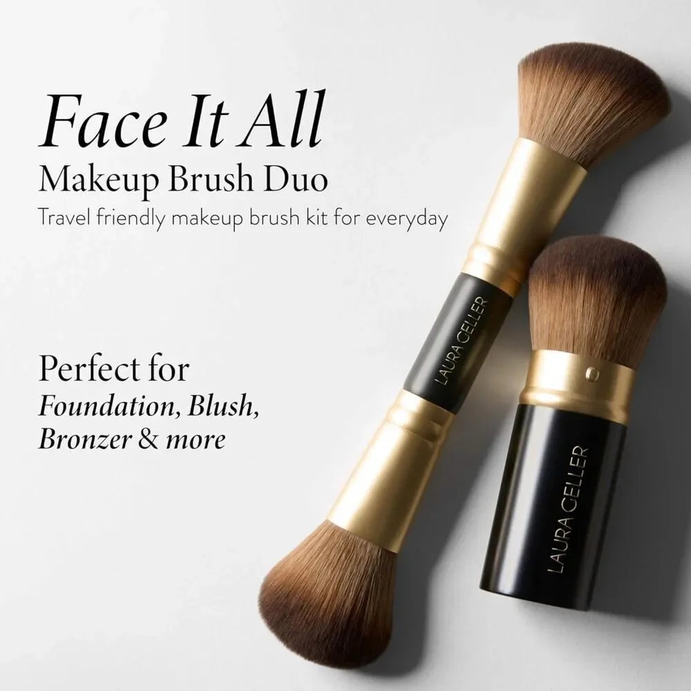 Laura Geller 2pc Retractable Airbrush Kabuki Brush + Dual-Ended Makeup Brush Set